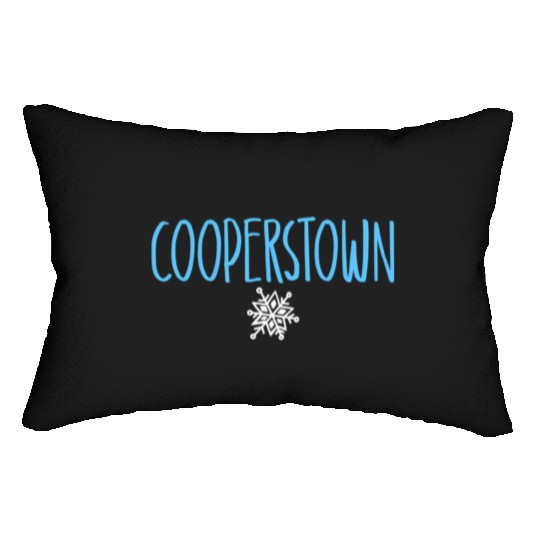 Cooperstown Ny Snowflake Drawing Light Blue Text Lumbar Pillows