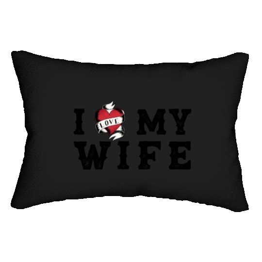 I Heart My Wife at Vintage Tattoo Style Lumbar Pillows