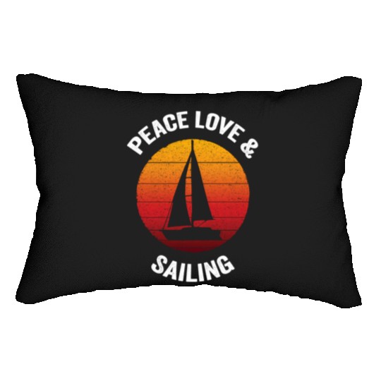 Peace Love Sailing Boat Boating Lumbar Pillows