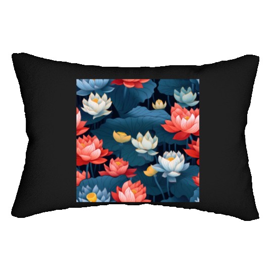Serenity Blooms: Timeless Lotus Pattern Lumbar Pillows