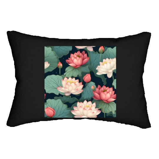 Serenity Blooms: Timeless Lotus Pattern Lumbar Pillows