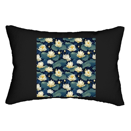 Serenity Blooms: Timeless Lotus Pattern Lumbar Pillows