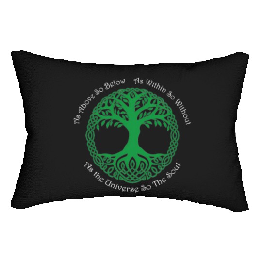 Pagan Celtic Wiccan As Above So Below Green Tree Lumbar Pillows