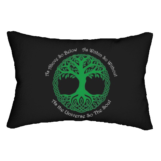 Pagan Celtic Wiccan As Above So Below Green Tree Lumbar Pillows
