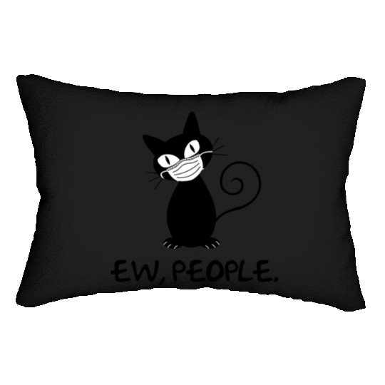 Funny Ew People Black Cat Face Mask Lumbar Pillows