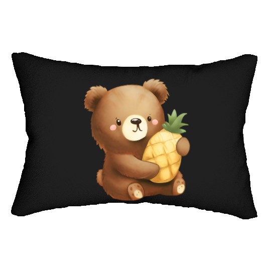 Bear loves pineapple Lumbar Pillows