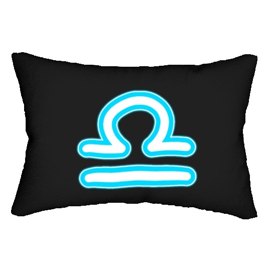 Libra Zodiac Sign Neon Blue Lumbar Pillows