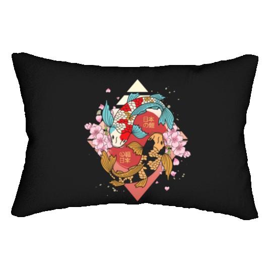 Kawaii Cherry Blossom Koi Fish Japanese Sakura Lumbar Pillows