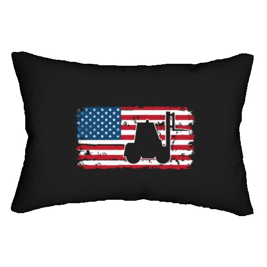 Forklift Driver Usa Flag Lumbar Pillows