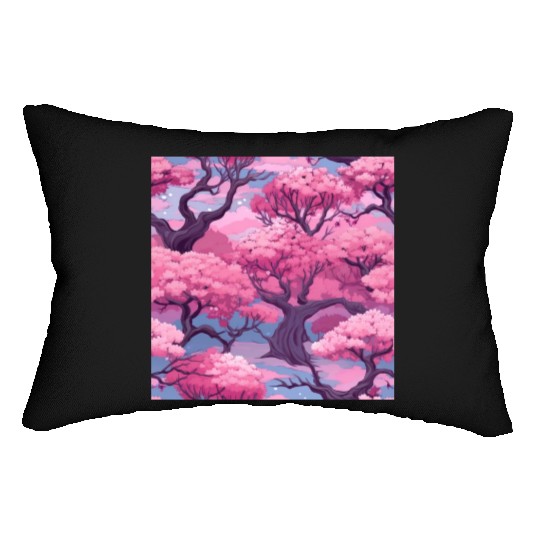 Anime Euphoria: Fantasy Cherry Blossom Dreamscape Lumbar Pillows