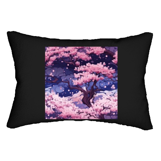 Anime Euphoria: Fantasy Cherry Blossom Dreamscape Lumbar Pillows