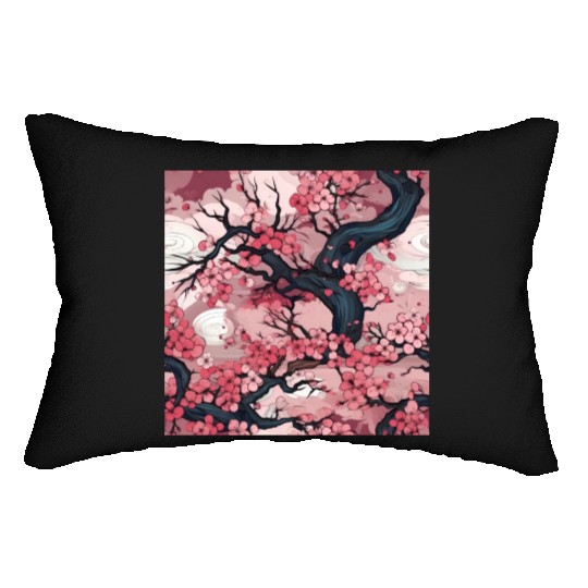 Anime Euphoria: Fantasy Cherry Blossom Dreamscape Lumbar Pillows