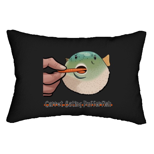 Carrot Eating Pufferfish Meme Lumbar Pillows