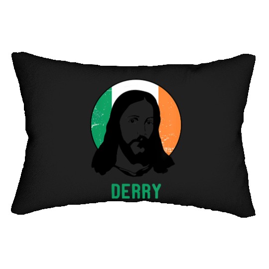 Derry Ireland Flag Jesus St Patricks Day Lumbar Pillows