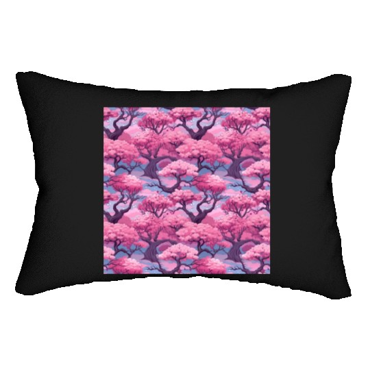 Anime Euphoria: Fantasy Cherry Blossom Dreamscape Lumbar Pillows