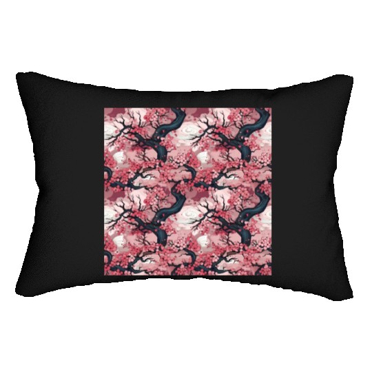 Anime Euphoria: Fantasy Cherry Blossom Dreamscape Lumbar Pillows
