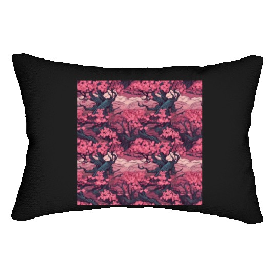 Anime Euphoria: Fantasy Cherry Blossom Dreamscape Lumbar Pillows