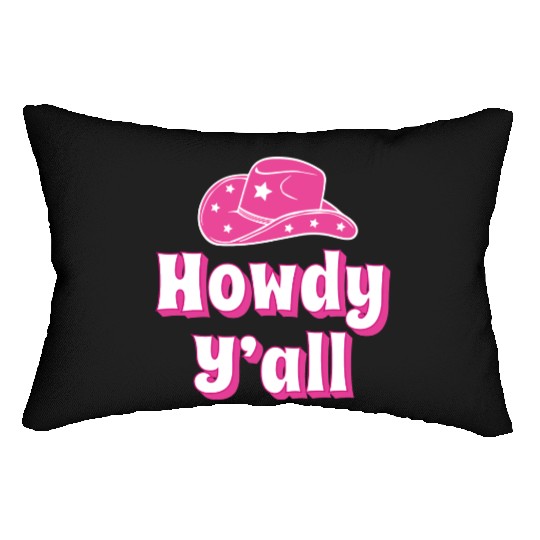 Howdy Y all Pink Cowboy Hat Lumbar Pillows