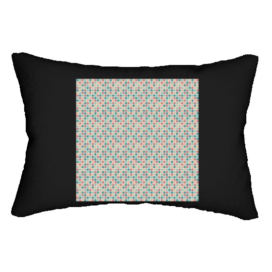 Retro Checkered Pattern Yellow Teal Coral Lumbar Pillows