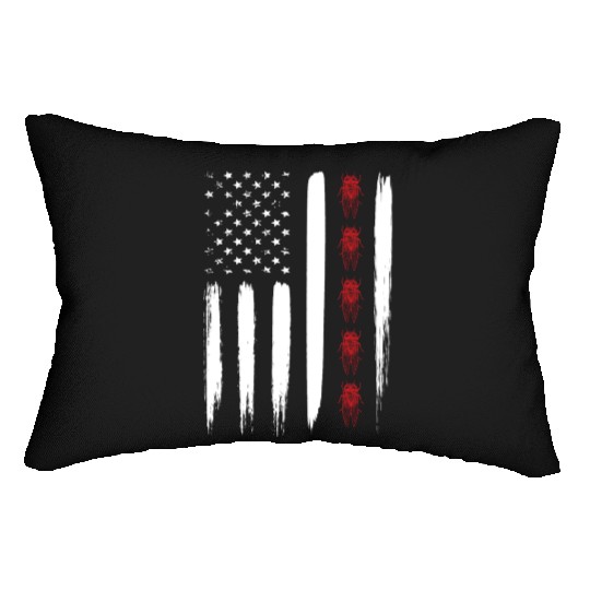 Cicada Line In Distressed Us Flag For Cicada Lumbar Pillows