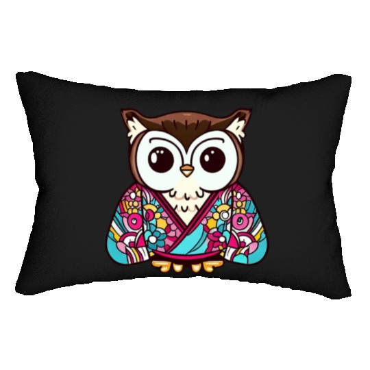 Japanese Kimono owl Lumbar Pillows