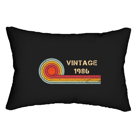 Vintage 1986 birthday retro design Lumbar Pillows
