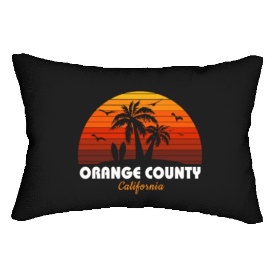 Retro Orange County California Sunset Cool Lumbar Pillows