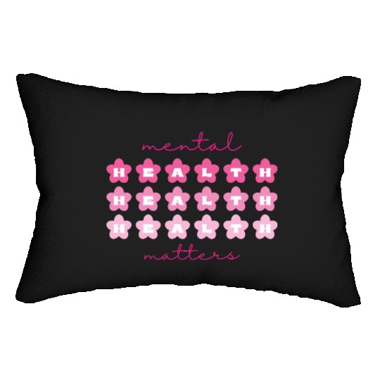 Mental Health Matters RetroFlowers Barbiecore Pink Lumbar Pillows