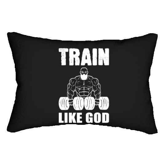 Train Like God Gym Instructor Gift Lumbar Pillows