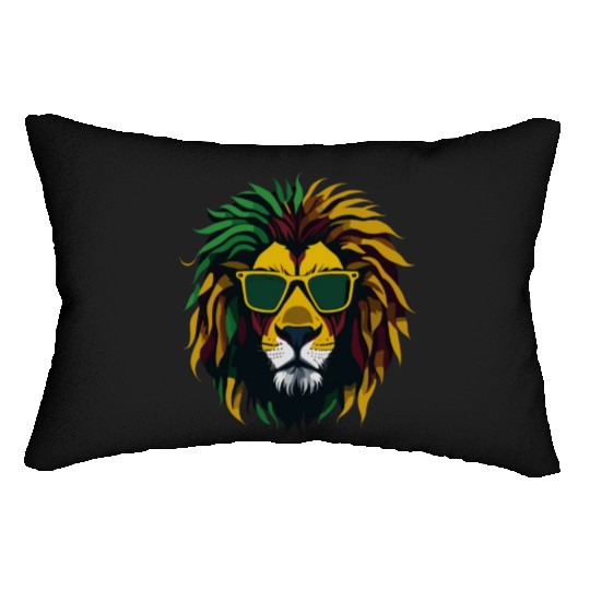 African Lion wearing sunglasses Lumbar Pillows