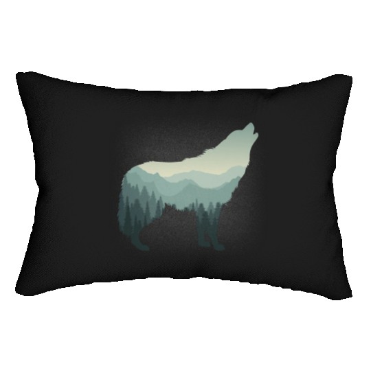 Lone Wolf Survives The Mountain Lumbar Pillows