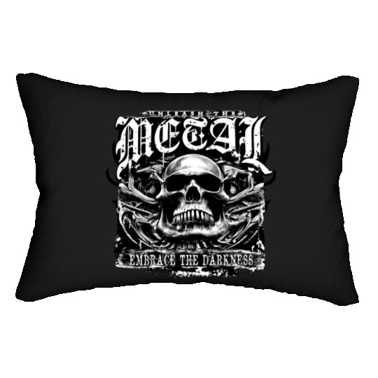 Embrace the darkness, unleash the metal Lumbar Pillows