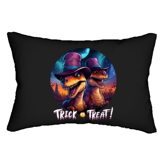 Halloween Dinosaur Velociraptor Trick or Treat Lumbar Pillows