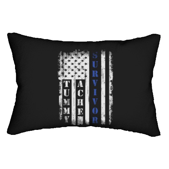 Tummy Ache Survivor Us Flag Stomachache Ibs Funny Lumbar Pillows