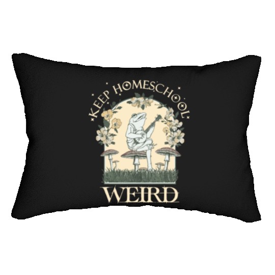 Retro Keep Homeschool Weird Mom Frog Cottagecore Lumbar Pillows