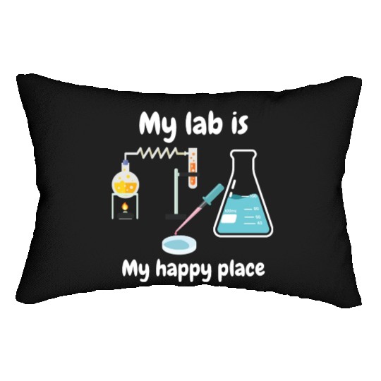 My lab is my happy place, biology and science Lumbar Pillows