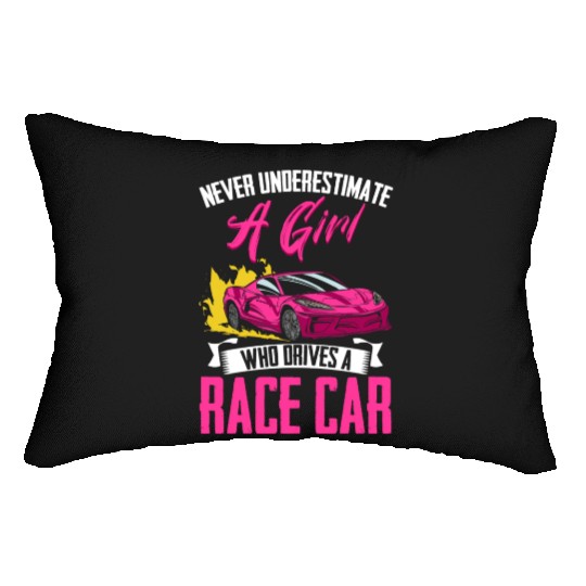Never Underestimate A Girl Funny Car Race For Lumbar Pillows