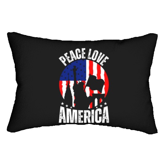 "Peace Love America Labor Day Lumbar Pillows - Celebrate