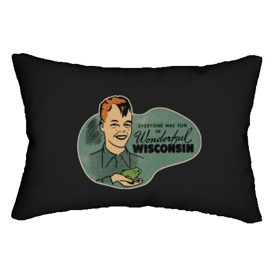 Vintage Wisconsin Tourist Frog Weird Kid Lumbar Pillows