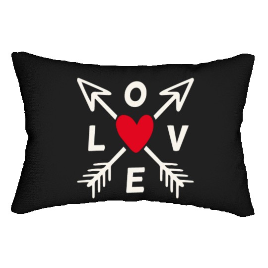 Love With Arrows And Red Heart Lumbar Pillows