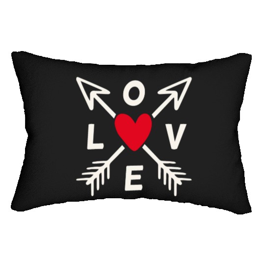 Love With Arrows And Red Heart Lumbar Pillows