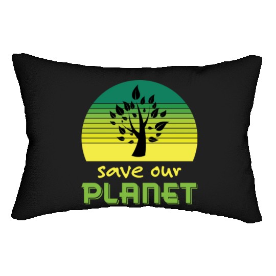 Save Our Planet Retro Sunset Green Lumbar Pillows