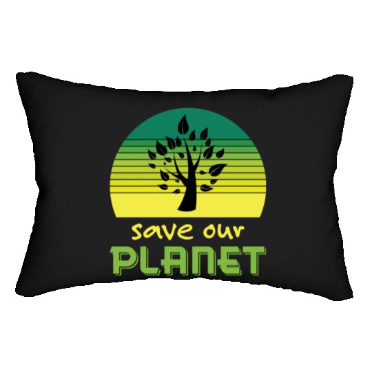Save Our Planet Retro Sunset Green Lumbar Pillows
