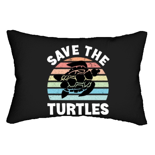 Save The Turtles Sea Turtle Retro Sunset Lumbar Pillows