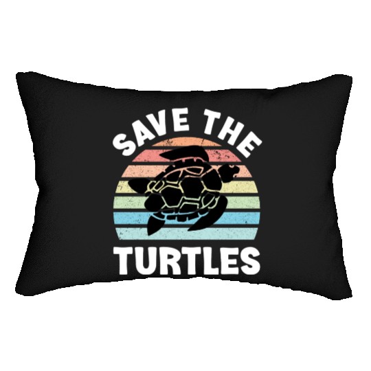 Save The Turtles Sea Turtle Retro Sunset Lumbar Pillows