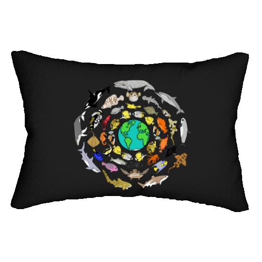 World Oceans Day Sea Life Lumbar Pillows