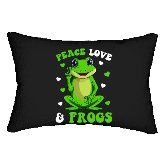 Peace Love Frogs Lover Frog Kids Girls Women Lumbar Pillows