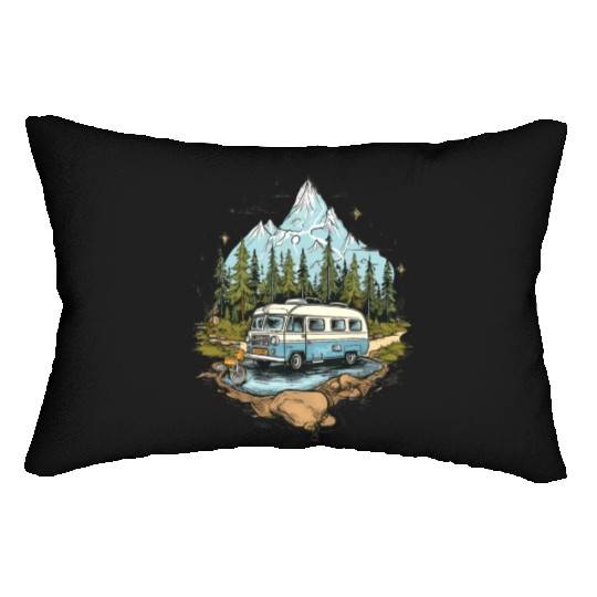 camping, nature, independent, gift Lumbar Pillows