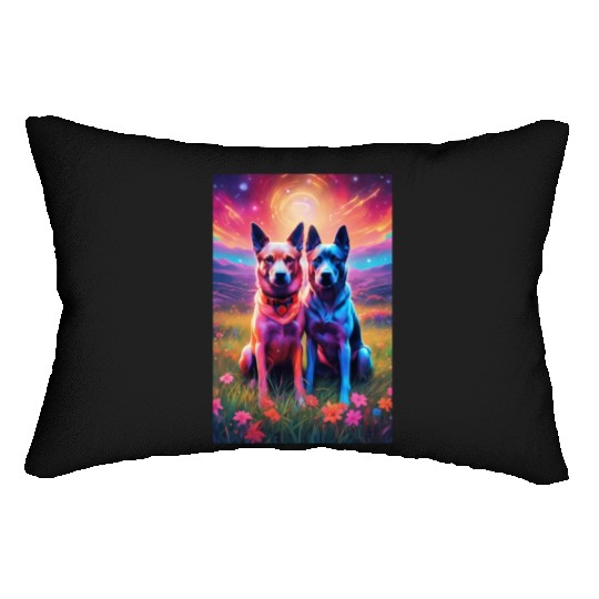 two dogs portrait lushill style artgerm and james Lumbar Pillows