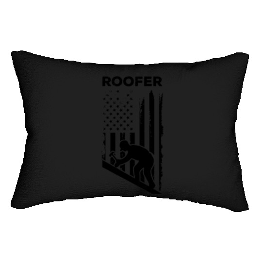 Roofer US Flag - Roofing Worker Roofer Worker Roof Lumbar Pillows